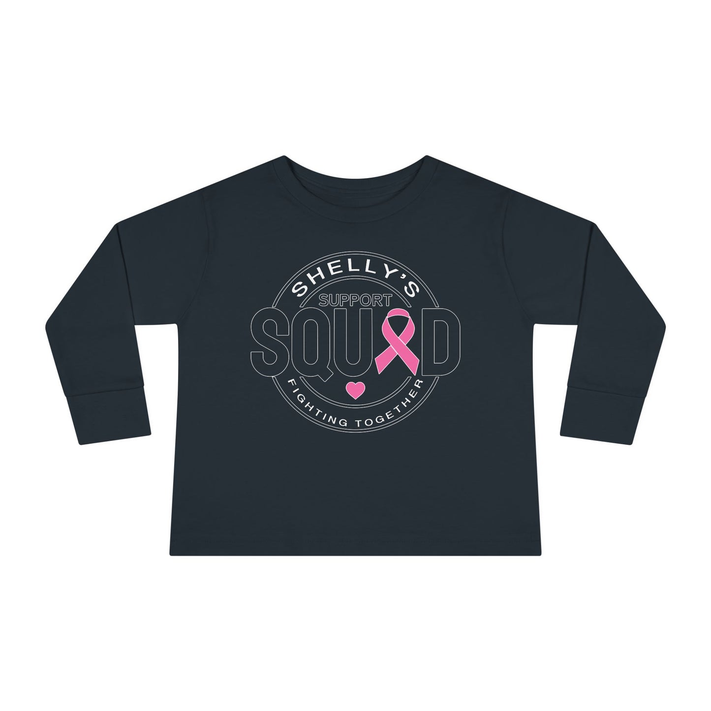 Toddler Long Sleeve Tee - Support Squad Fighting Together - Breast Cancer Awareness